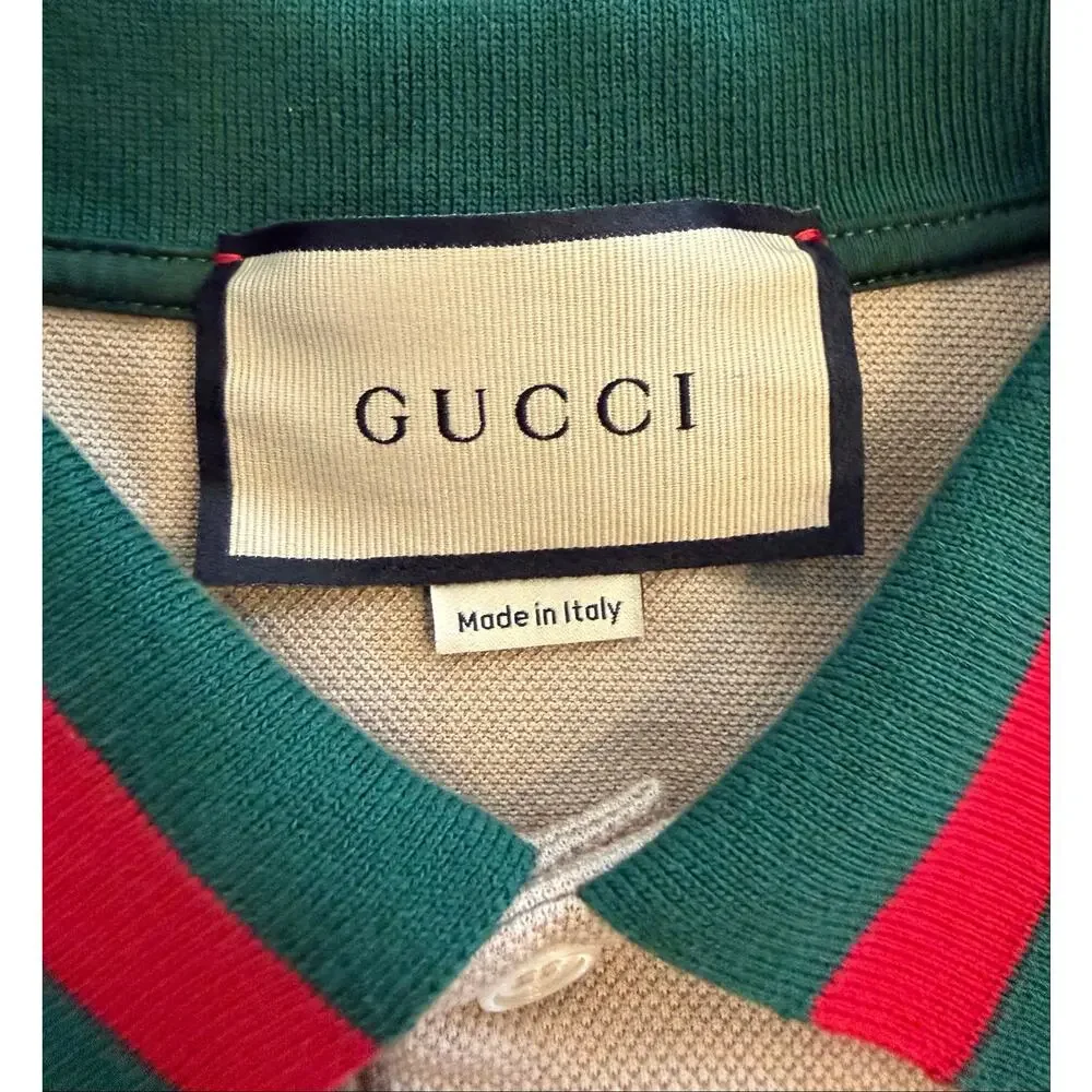 Size XL - Gucci Beige Web Polo Shirt